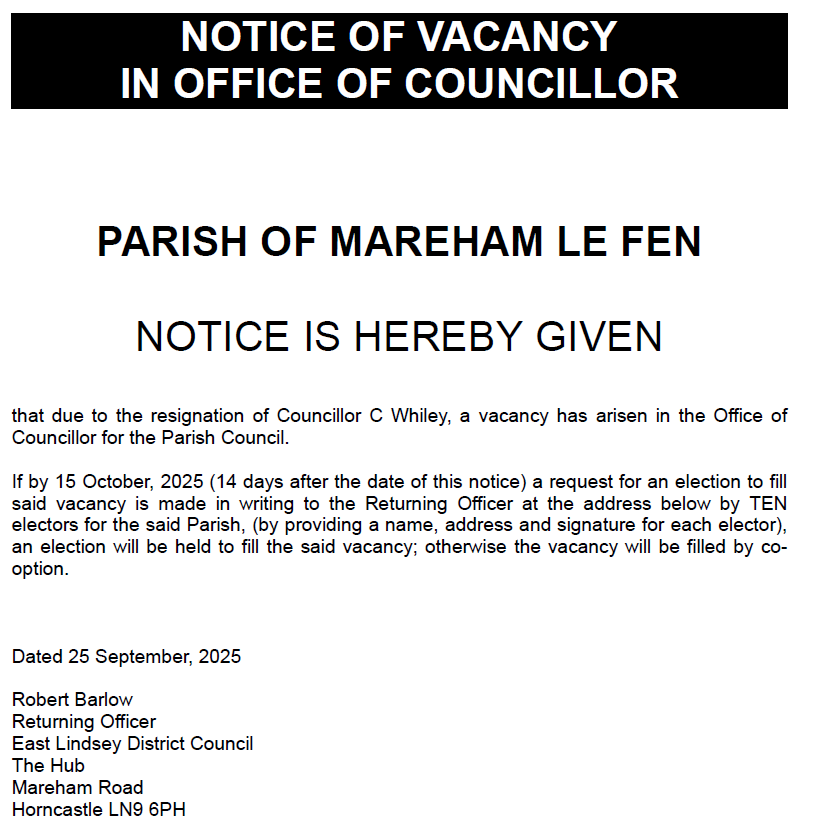 Notice from East Lindsey District Council